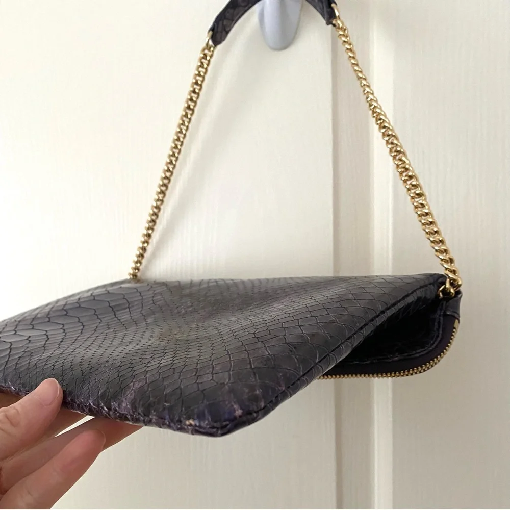 Henri Bendel Vintage Purple Snake Prink Leather Envelope Clutch Shoulder Bag - Picture 8 of 12